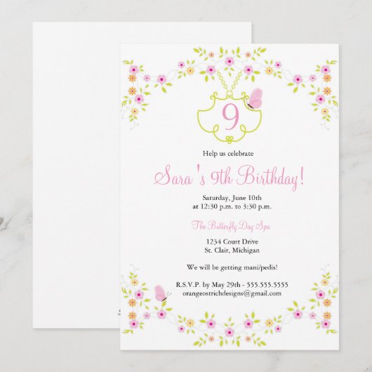 Birthday Uitnodiging (Voorkant / Achterkant)