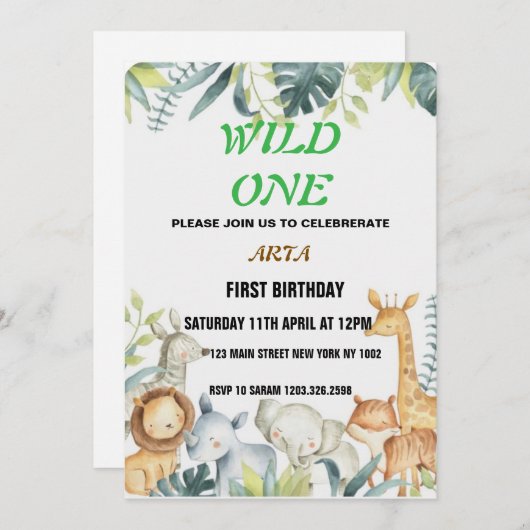 Birthday Uitnodiging (Voorkant / Achterkant)