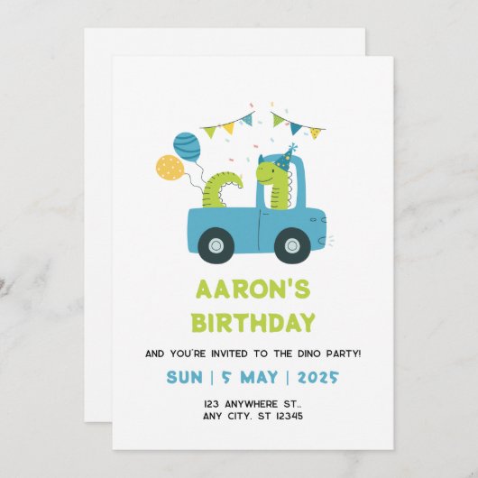 Birthday Uitnodiging (Voorkant / Achterkant)