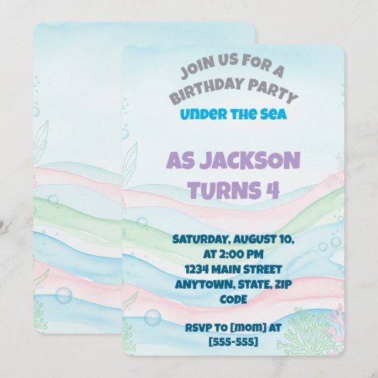 Birthday Uitnodiging (Voorkant / Achterkant)