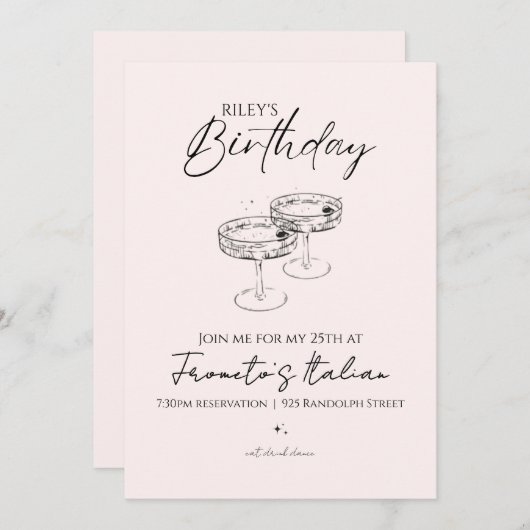 Birthday Uitnodiging (Voorkant / Achterkant)