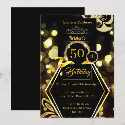 Birthday Uitnodiging (Voorkant / Achterkant)