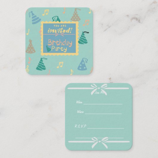 Birthday Uitnodiging (Voorkant / Achterkant)