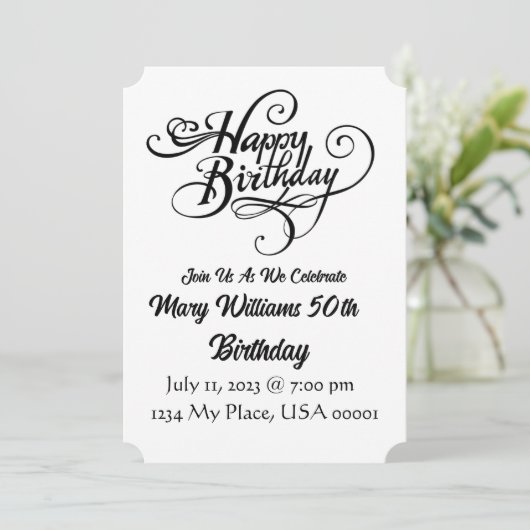 Birthday Uitnodiging (Staand voorkant)