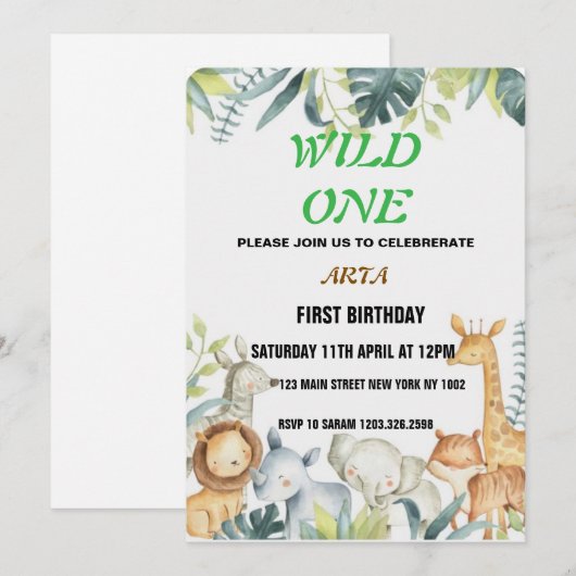 Birthday Uitnodiging (Voorkant / Achterkant)