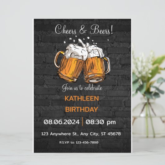 Birthday Uitnodiging (Staand voorkant)