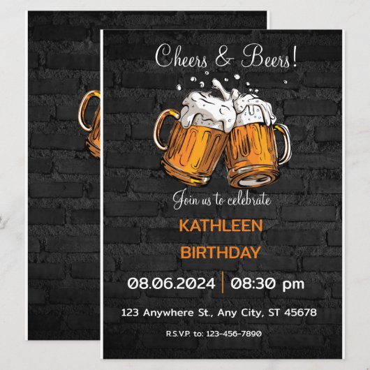 Birthday Uitnodiging (Voorkant / Achterkant)