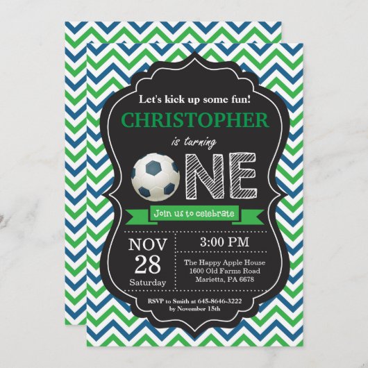 Birthday-uitnodiging 1e verjaardag kaart (Voorkant / Achterkant)