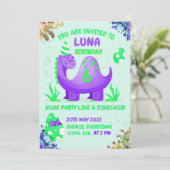 Birthday-uitnodiging aan de wereld van dinosauriër kaart (Staand voorkant)