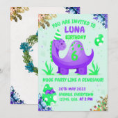 Birthday-uitnodiging aan de wereld van dinosauriër kaart (Voorkant / Achterkant)