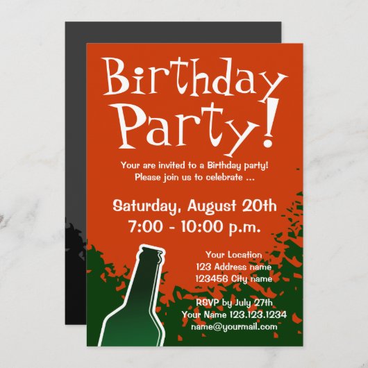 Birthday - uitnodiging | Aangepaste uitnodigingen (Voorkant / Achterkant)