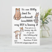 Birthday-uitnodiging - bloemen, beer, bunny, herte kaart (Staand voorkant)