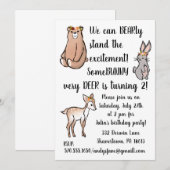 Birthday-uitnodiging - bloemen, beer, bunny, herte kaart (Voorkant / Achterkant)