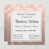 Birthday Uitnodiging | Blush Bokeh (Voorkant / Achterkant)