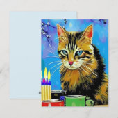 Birthday-uitnodiging kaarsenkaart voor kattenillus feestdagenkaart (Voorkant / Achterkant)