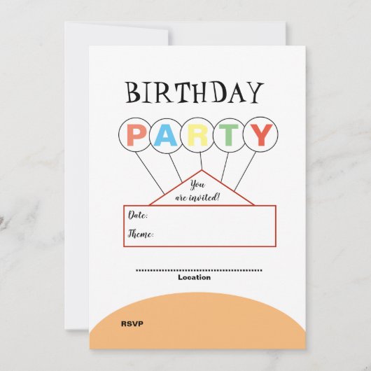 Birthday-uitnodiging Kaart (Voorkant)