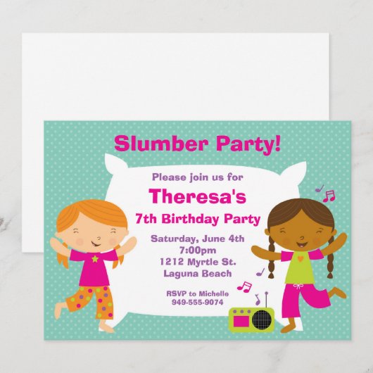 Birthday-uitnodiging Kaart (Voorkant / Achterkant)