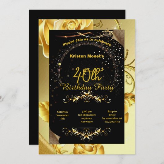 Birthday-uitnodiging Kaart (Voorkant / Achterkant)