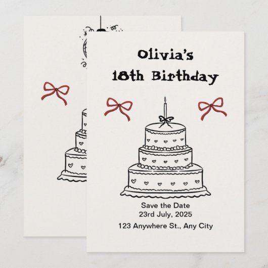 Birthday-uitnodiging Kaart (Voorkant / Achterkant)