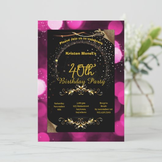 Birthday-uitnodiging Kaart (Staand voorkant)