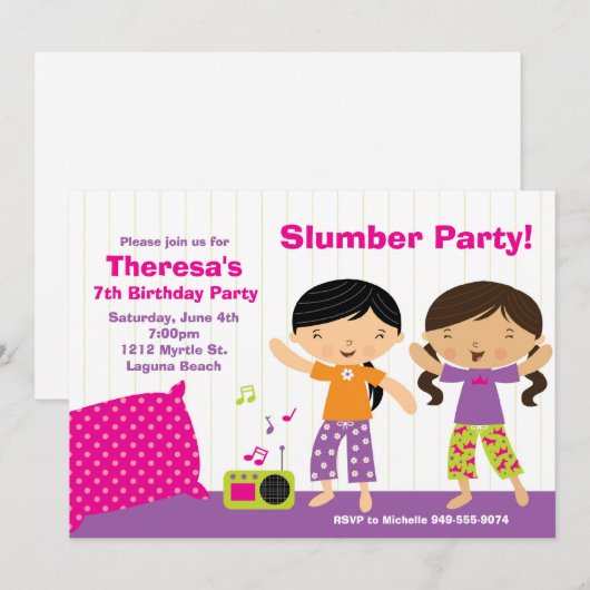 Birthday-uitnodiging Kaart (Voorkant / Achterkant)