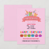 Birthday-uitnodiging Kaart (Voorkant / Achterkant)