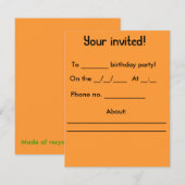 Birthday-uitnodiging Kaart (Voorkant / Achterkant)