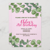 Birthday Uitnodiging Kaart, bewerkbare Sjabloon (Voorkant / Achterkant)