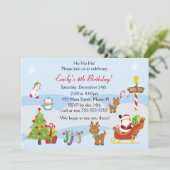 Birthday Uitnodiging kerstmis Kinder Partij (Staand voorkant)