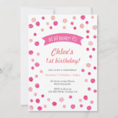 Birthday Uitnodiging | Roze confetti spots (Voorkant)
