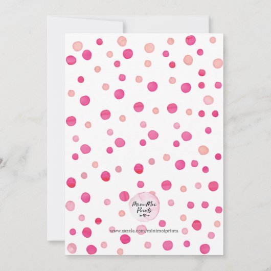Birthday Uitnodiging | Roze confetti spots (Achterkant)