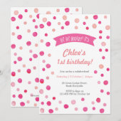 Birthday Uitnodiging | Roze confetti spots (Voorkant / Achterkant)
