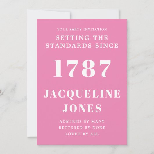 Birthday uitnodiging roze en wit (Voorkant)