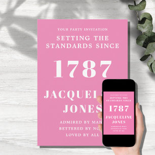 Birthday uitnodiging roze en wit