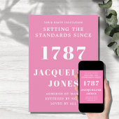 Birthday uitnodiging roze en wit