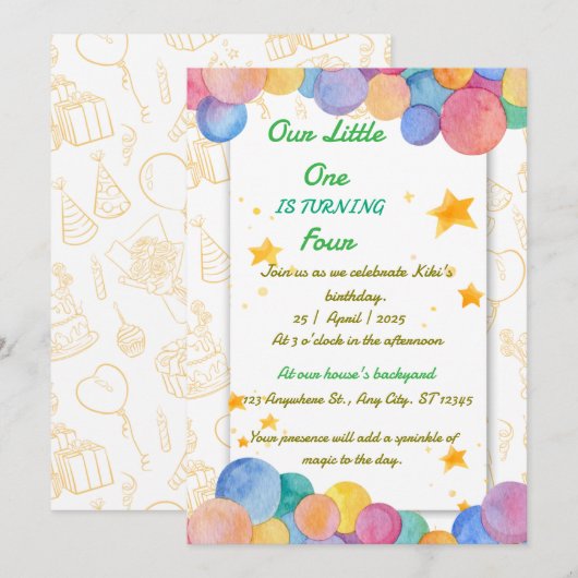 Birthday-uitnodiging Save The Date (Voorkant / Achterkant)