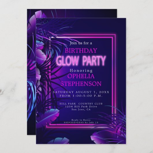 Birthday | Uitnodiging tot het indienen van tropis (Voorkant / Achterkant)