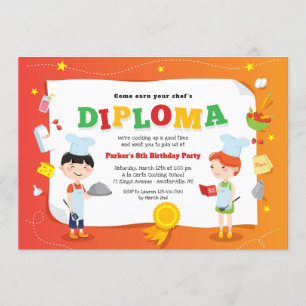 Birthday Uitnodiging tot het koken van diploma's