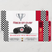 Birthday Uitnodiging tot racewagen Theme gepersona (Voorkant / Achterkant)