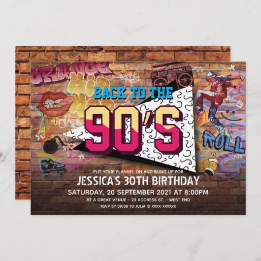 Birthday-uitnodiging van 90 kaart (Voorkant / Achterkant)