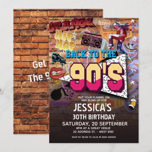 Birthday-uitnodiging van 90 kaart (Voorkant / Achterkant)