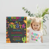 Birthday uitnodiging van Chalkboard Fiesta met fot (Staand voorkant)