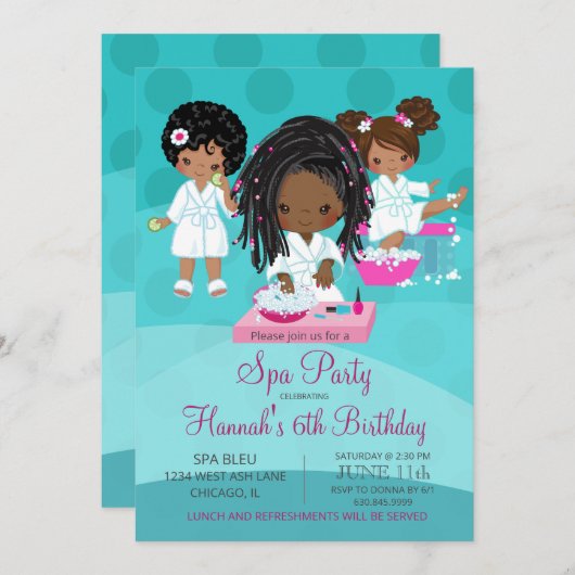 Birthday-uitnodiging van de Afrikaanse Amerikaanse Kaart (Voorkant / Achterkant)