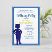 Birthday-uitnodiging van de politiefunctionaris va kaart (Staand voorkant)