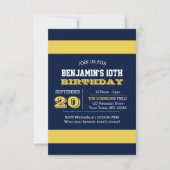 Birthday-uitnodiging van het Navy Blue- en Gold-te Kaart (Voorkant)