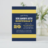 Birthday-uitnodiging van het Navy Blue- en Gold-te Kaart (Staand voorkant)