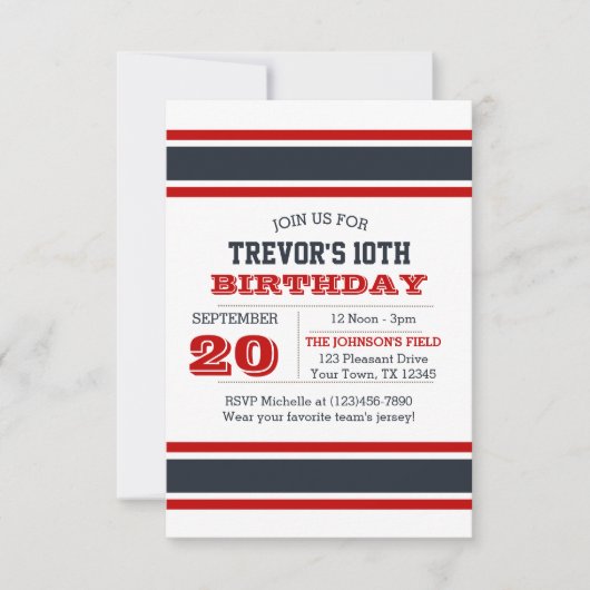 Birthday-uitnodiging van het Rode Witte en Blauwe  Kaart (Voorkant)