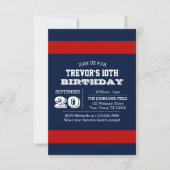 Birthday-uitnodiging van Navy Blue en Red Team Kaart (Voorkant)
