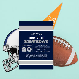 Birthday-uitnodiging van Navy Blue en Silver Team Kaart