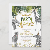 Birthday-uitnodiging van Safari Party Animal Kind Kaart (Voorkant)
